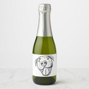 pitbull drawing simple dog lovers black white sparkling wine label