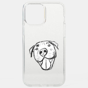 pitbull drawing simple dog lovers black white speck iPhone 12 pro max case