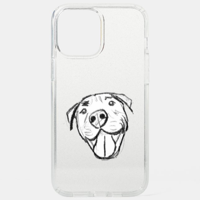 pitbull drawing simple dog lovers black white speck iPhone 12 pro max case (Front)