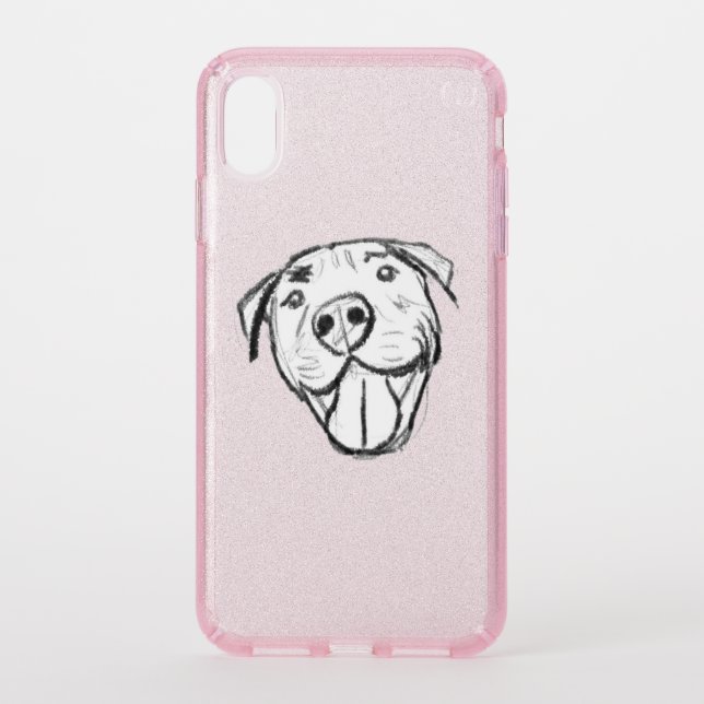 pitbull drawing simple dog lovers black white speck iPhone XS max case (Front)