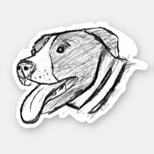 pitbull drawing simple dog lovers black white stic sticker