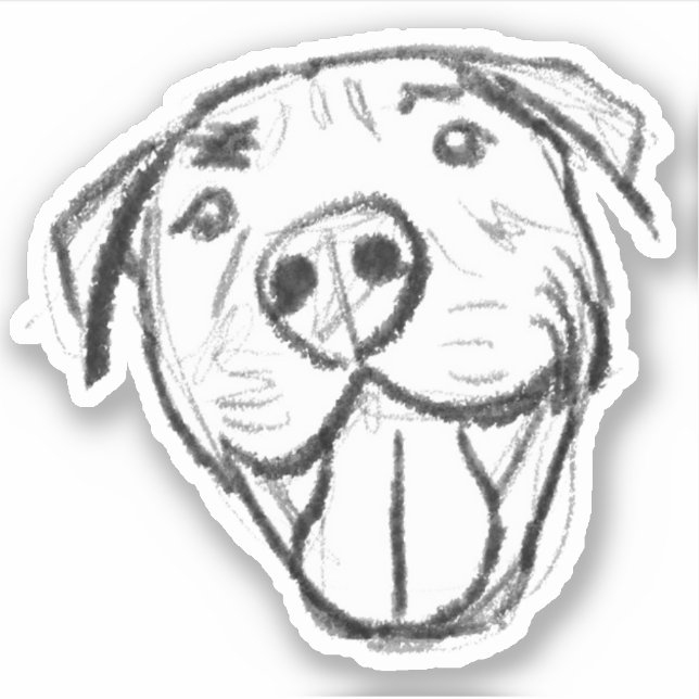 pitbull drawing simple dog lovers black white sticker (Front)
