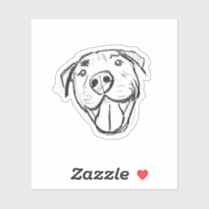 pitbull drawing simple dog lovers black white sticker