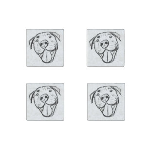 pitbull drawing simple dog lovers black white stone magnet