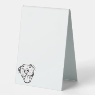 pitbull drawing simple dog lovers black white table tent