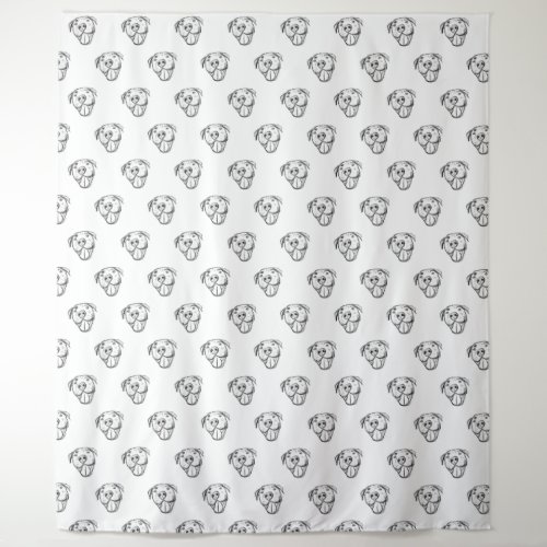 pitbull drawing simple dog lovers black white tapestry