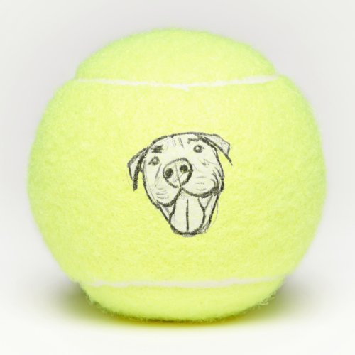 pitbull drawing simple dog lovers black white tennis balls