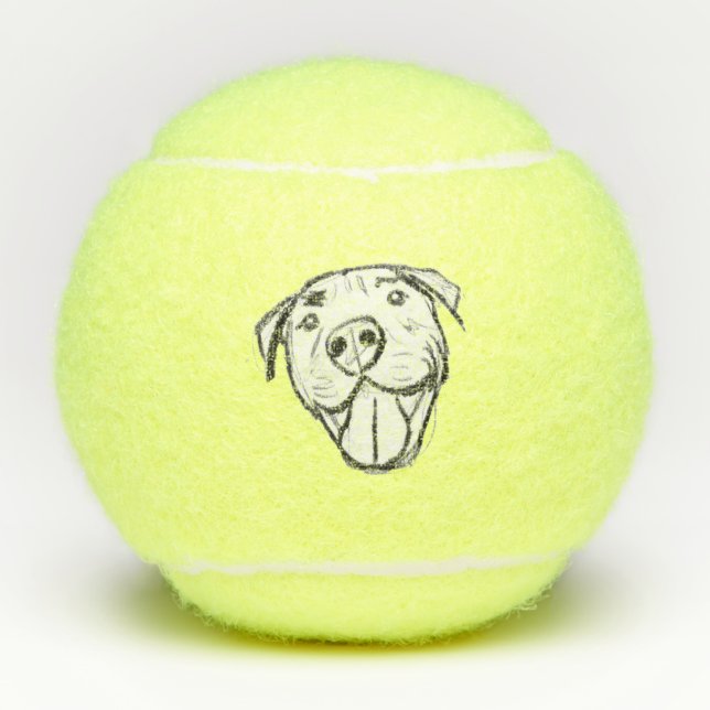 pitbull drawing simple dog lovers black white tennis balls (Front)