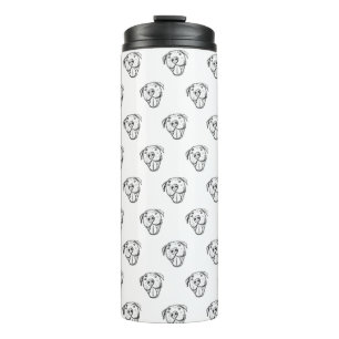 pitbull drawing simple dog lovers black white thermal tumbler
