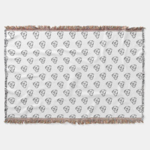 pitbull drawing simple dog lovers black white throw blanket