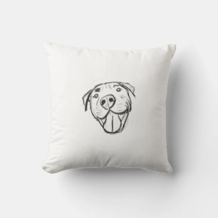 pitbull drawing simple dog lovers black white throw pillow