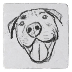 pitbull drawing simple dog lovers black white trivet