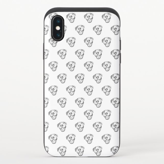pitbull drawing simple dog lovers black white uncommon iPhone case (Back)