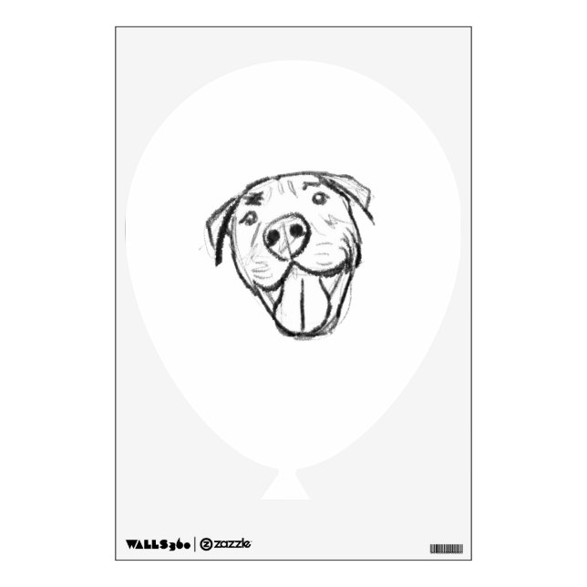 pitbull drawing simple dog lovers black white wall decal (Front)