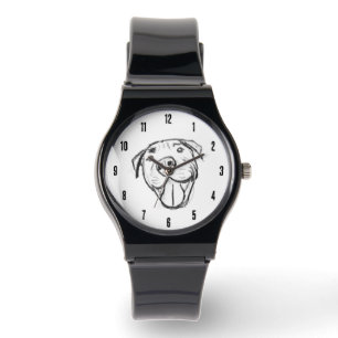 pitbull drawing simple dog lovers black white watch