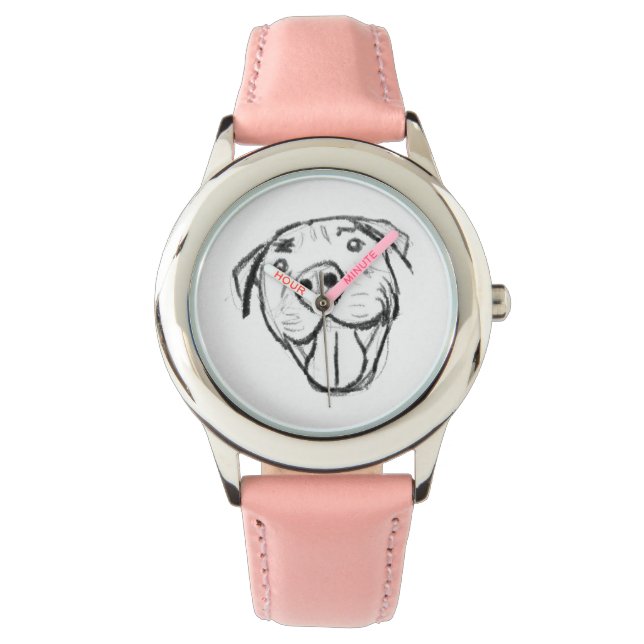 pitbull drawing simple dog lovers black white watch (Front)