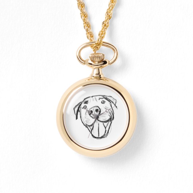 pitbull drawing simple dog lovers black white watch (Front)