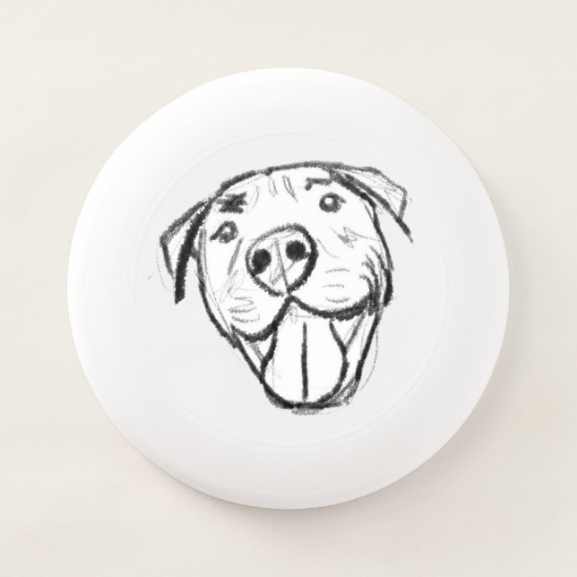 pitbull drawing simple dog lovers black white Wham-O frisbee (Front)