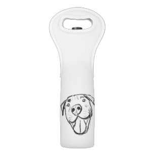 pitbull drawing simple dog lovers black white wine bag