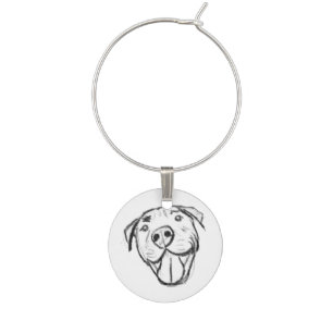 pitbull drawing simple dog lovers black white wine charm