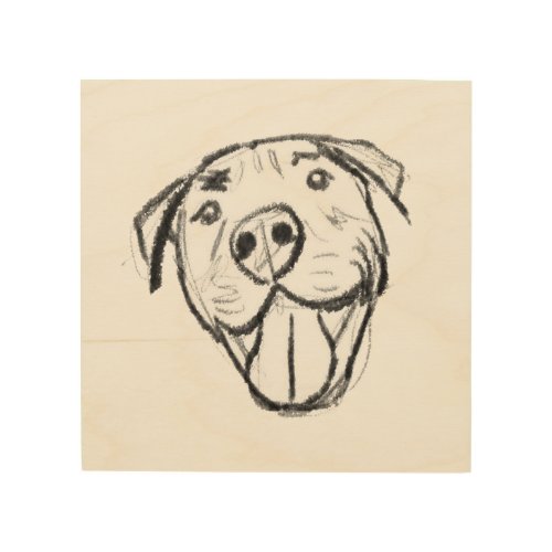 pitbull drawing simple dog lovers black white wood wall art