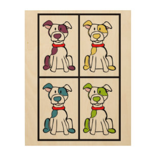 Pitbull Drawing Wood Wall Decor