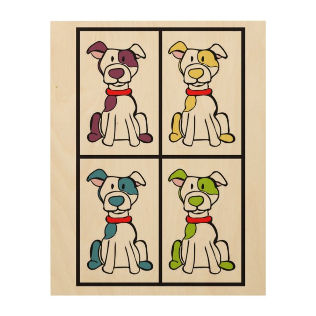 Pitbull Drawing Wood Wall Decor (Front)