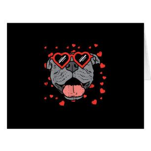 Pitbull Face Heart Glasses Valentines Day Pet Dog Cards