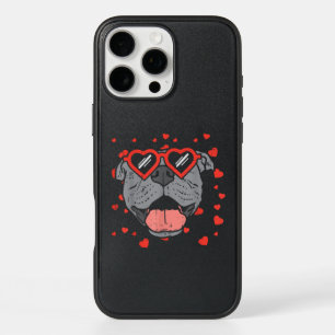 Pitbull Face Heart Glasses Valentines Day Pet Dog iPhone 16 Pro Max Case