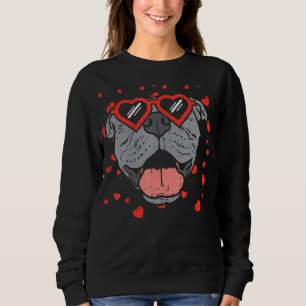Pitbull Face Heart Glasses Valentines Day Pet Dog  Sweatshirt