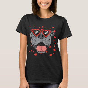 Pitbull Face Heart Glasses Valentines Day Pet Dog T-Shirt