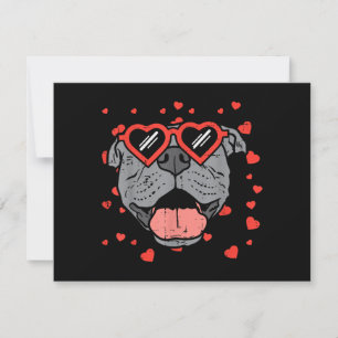 Pitbull Face Heart Glasses Valentines Day Pet Dog Thank You Card