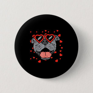 Pitbull Face Heart Gles Valentines Day Pet Dog Lov Button