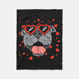 Pitbull Face Heart Gles Valentines Day Pet Dog Lov Fleece Blanket