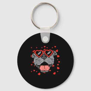 Pitbull Face Heart Gles Valentines Day Pet Dog Lov Keychain