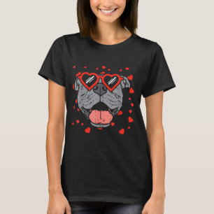 Pitbull Face Heart Gles Valentines Day Pet Dog Lov T-Shirt