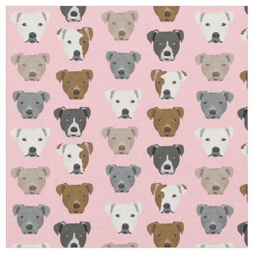 Pitbull faces dog pattern pink fabric