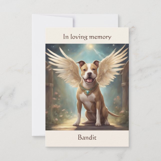 Pitbull Fawn Memorial Poem Custom Name Sympathy  Thank You Card (Front)