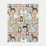 Pitbull Floral Blanket - dog blanket, pitbulls