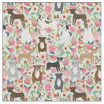 Pitbull Floral Dog Fabric - pitbull fabric, dog