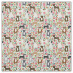 Pitbull Florals Fabric - dog floral design