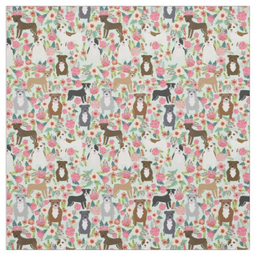 Pitbull Florals Fabric _ dog floral design