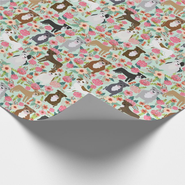 Pitbull Florals Gift Wrap (Corner)