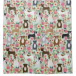 Pitbull Florals Shower Curtain - dog fabric