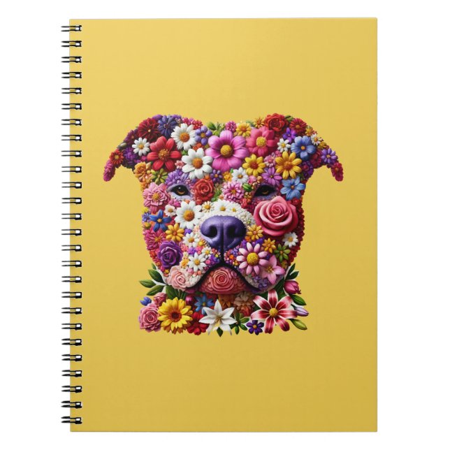 Pitbull Flower Face Dog Lover Journal (Front)