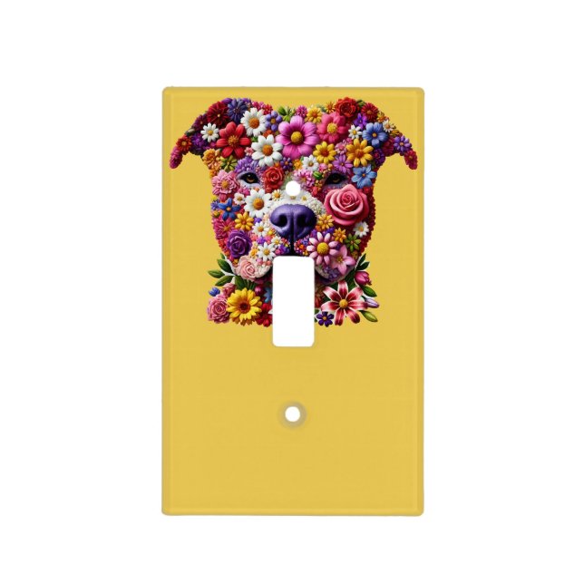 Pitbull Flower Face Dog Lover Light Switch Cover (Front)