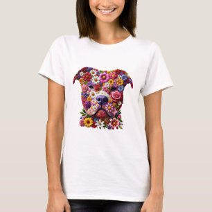 Pitbull Flower Face Dog Lover T-Shirt