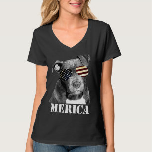 Pitbull Funny Patriotic Dog Usa Sun Glasses T-Shirt