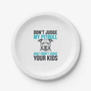 Pitbull Funny Quote Vintage Engraving Dog Design_1 Paper Plates