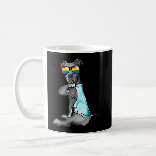 Pitbull Gay LGBT Pride I Love Dad Tattoo Dog Pitbu Coffee Mug